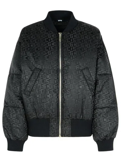 GCDS GCDS BLACK NYLON BOMBER JACKET