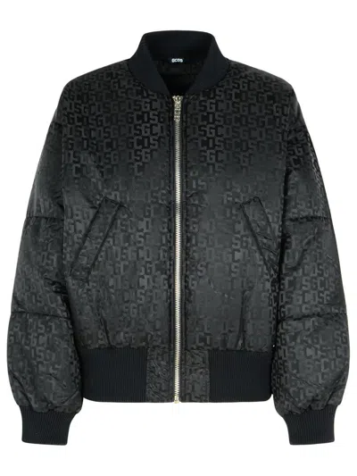 GCDS GCDS BLACK NYLON BOMBER JACKET