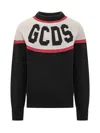 Gcds Black Sweater With Contrast Logo  In Black