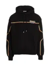 Gcds Black Waved Logo Hoodie In Black