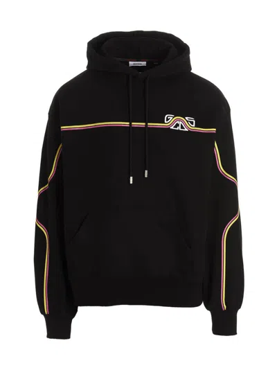 GCDS BLACK WAVED LOGO HOODIE