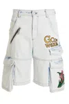 Gcds Light Blue Embroidered Ultracargo Shorts In Blue