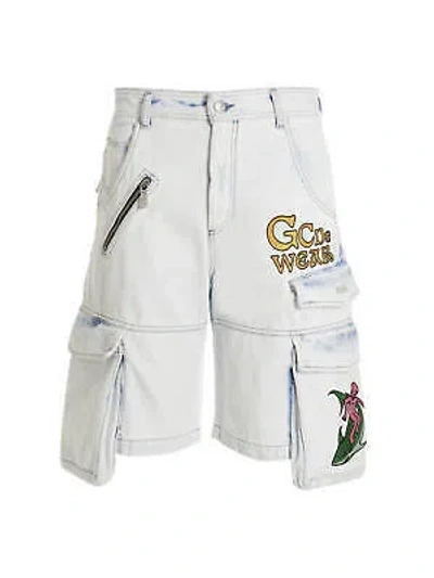 Pre-owned Gcds Bleached Embroidered Ultracargo' Bermuda Shorts In Blue