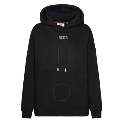 Gcds Bling Logo Cotton Hoodie In Black