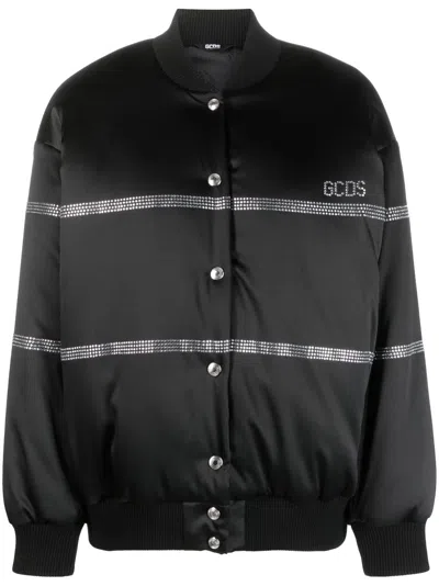 Gcds Bling Logo-embellished Bomber Jacket In Black