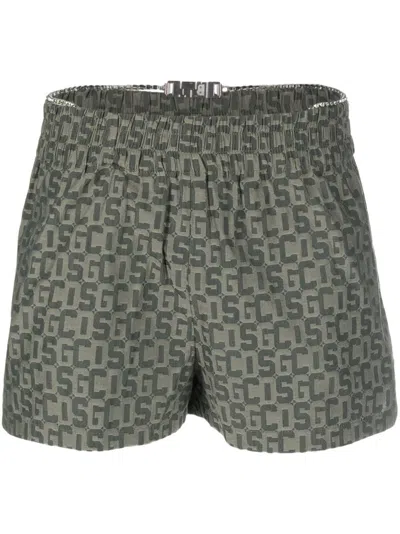 Gcds Bling  Monogram Chain-belt Shorts In Green
