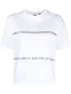 Gcds Striped T-shirt With Rhinestones In White