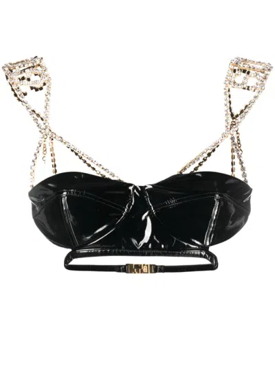 Gcds Bling Vinyl Bra Top In Black