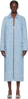 Gcds Blue Monogram Denim Coat In 75 Light Blue