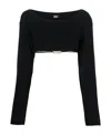 Gcds Logo-chain Cropped Knitted Top In Black