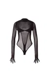 Gcds Seamless Long-sleeve Bodysuit In Black