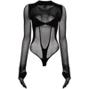 Gcds Seamless Long-sleeve Bodysuit In Black