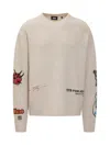 Gcds Patch-detailing Bouclé Sweater In Optic White