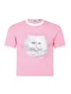 Gcds Cat-print T-shirt In Pink & Purple