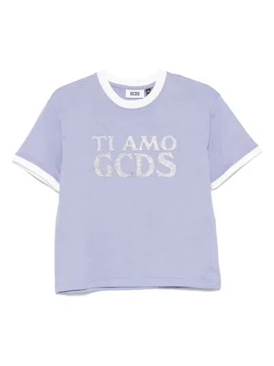 Gcds Boxy T-shirt With Glitter Ti Amo