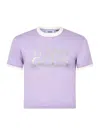 Gcds Boxy T-shirt With Glitter Ti Amo  In 69 Dark Purple