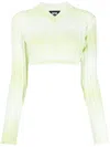 Gcds Braids Faded-effect Knitted Cropped Top In Green