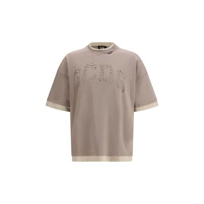 Gcds Over T-shirt In Cotton Jersey With Short Sleeves With Perforated Logo In Brown
