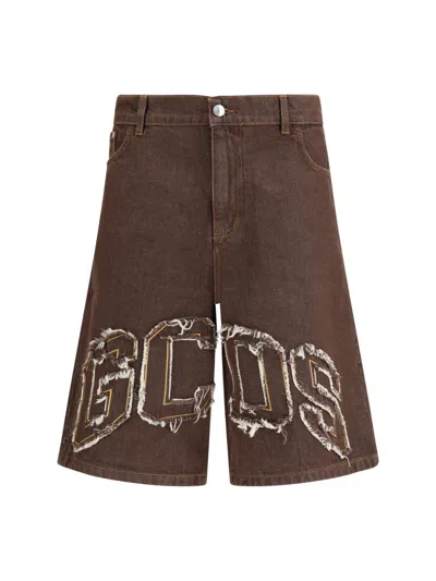 Gcds Brown Relaxed Logo Shorts