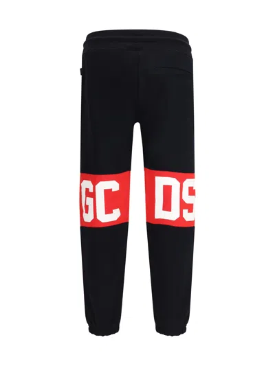 Gcds Brushed Cotton With Logo Band Joggers In Black