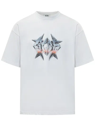 Gcds Bullet Proof T-shirt With Front Graphics In White