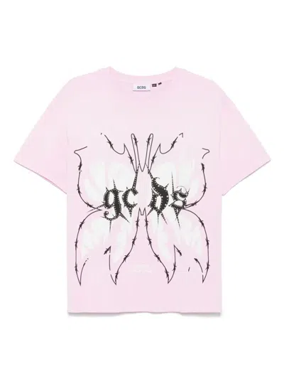 Gcds Butterfly T-shirt In Pink