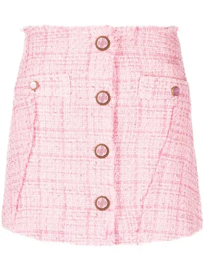 Gcds High Waist Button Detail Mini Skirt In Pink