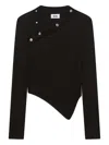 Gcds Buttoned Asymmetric Top In Black