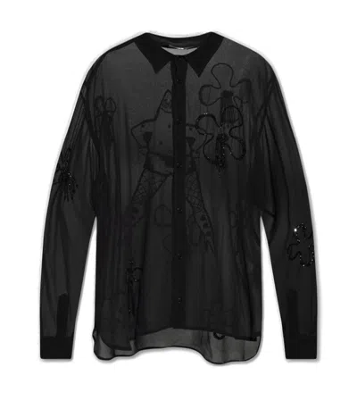 Gcds Buttoned Long-sleeved Shirt In Black
