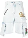 Gcds Light Blue Embroidered Ultracargo Shorts In White