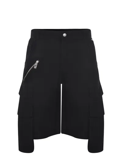 Gcds Cargo Shorts Made Of Denim. In Black