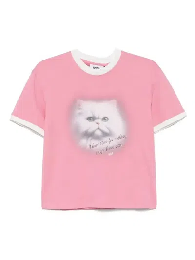Gcds Cat-print T-shirt In Pink