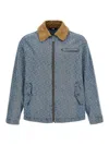 Gcds Monogram Denim Harrington Jacket In Azul Claro