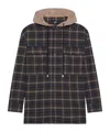 Gcds Plaid Hooded Shirt Chest Pockets Drawstring In Brown