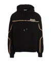 Gcds Black Waved Logo Hoodie In Black