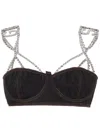 Gcds Chocker Denim Bra In Black