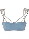 Gcds Chocker Denim Bra In Blue