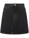 Gcds Chocker Denim Skirt In Schwarz