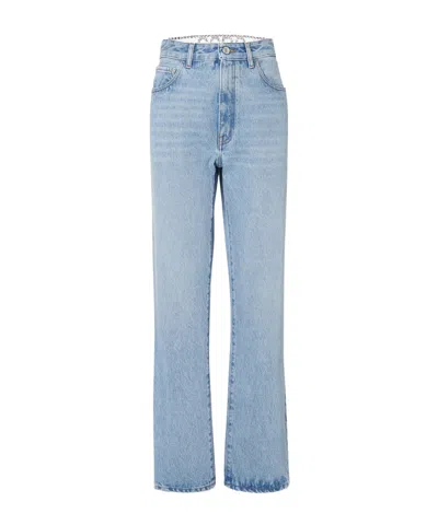 Gcds Chocker Rhinestone-detailed Jeans In Blue