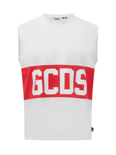 Gcds Classic Logo Tank Top In Optic White/red
