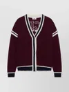 Gcds Striped Cardigan In Burgundy
