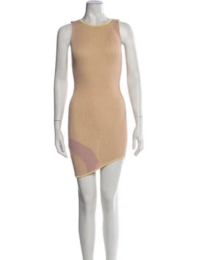 Pre-owned Gcds Colorblock Pattern Mini Dress In Neutrals