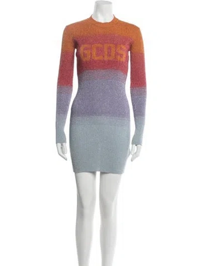 Pre-owned Gcds Colorblock Pattern Mini Dress In Orange