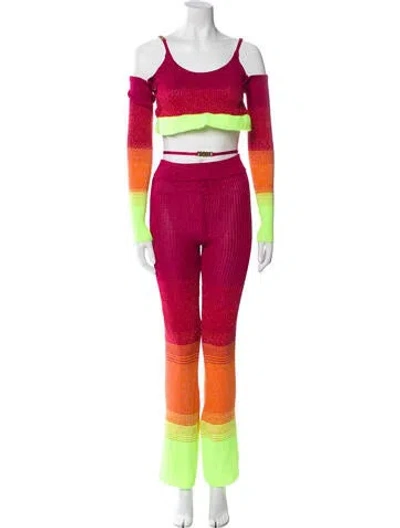 Pre-owned Gcds Colorblock Pattern Pant Set In Pink