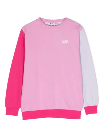 Gcds Colour-block Cotton Sweatshirt In Pink
