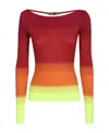 Gcds Colour-block Ribbed-knit Jumper In Red