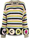 Gcds Colour-block Stripe Knit Jumper In Blue