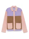Gcds Color Block Suede Shirt Jacket In Purple