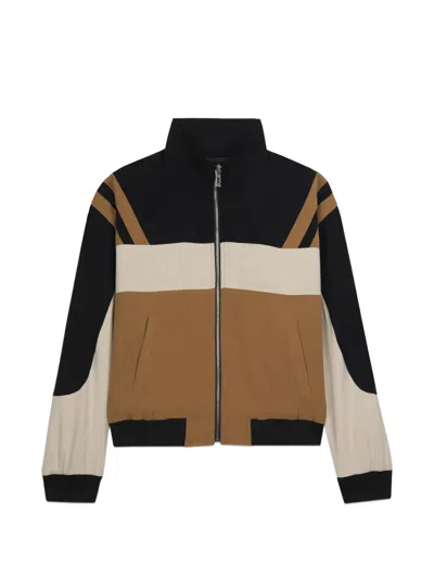 Gcds Colour-block Zip-up Jacket In Brown