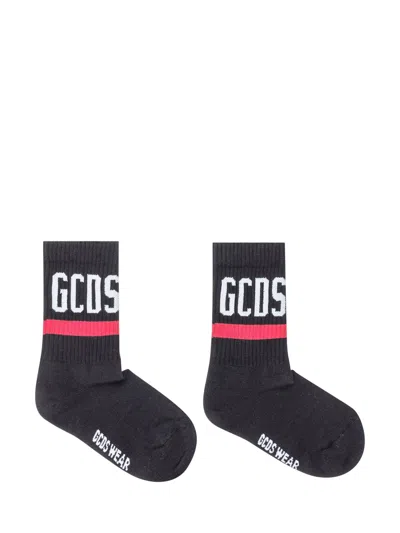 Gcds Comfortable Logo Socks With Bold Stripe In Black Red